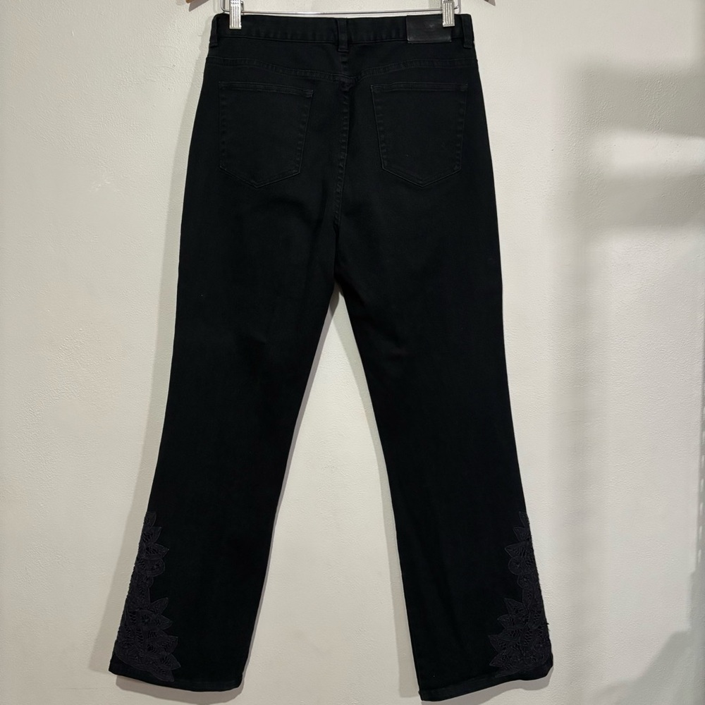Ralph Lauren Bootcut Jeans Size 10 Black Lace Embroidered Crochet Detail - Picture 5 of 9